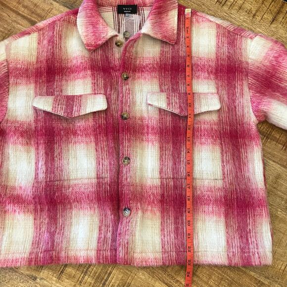 NWOT Vici Pink Plaid Shacket Medium Oversized Boxy - Picture 12 of 14
